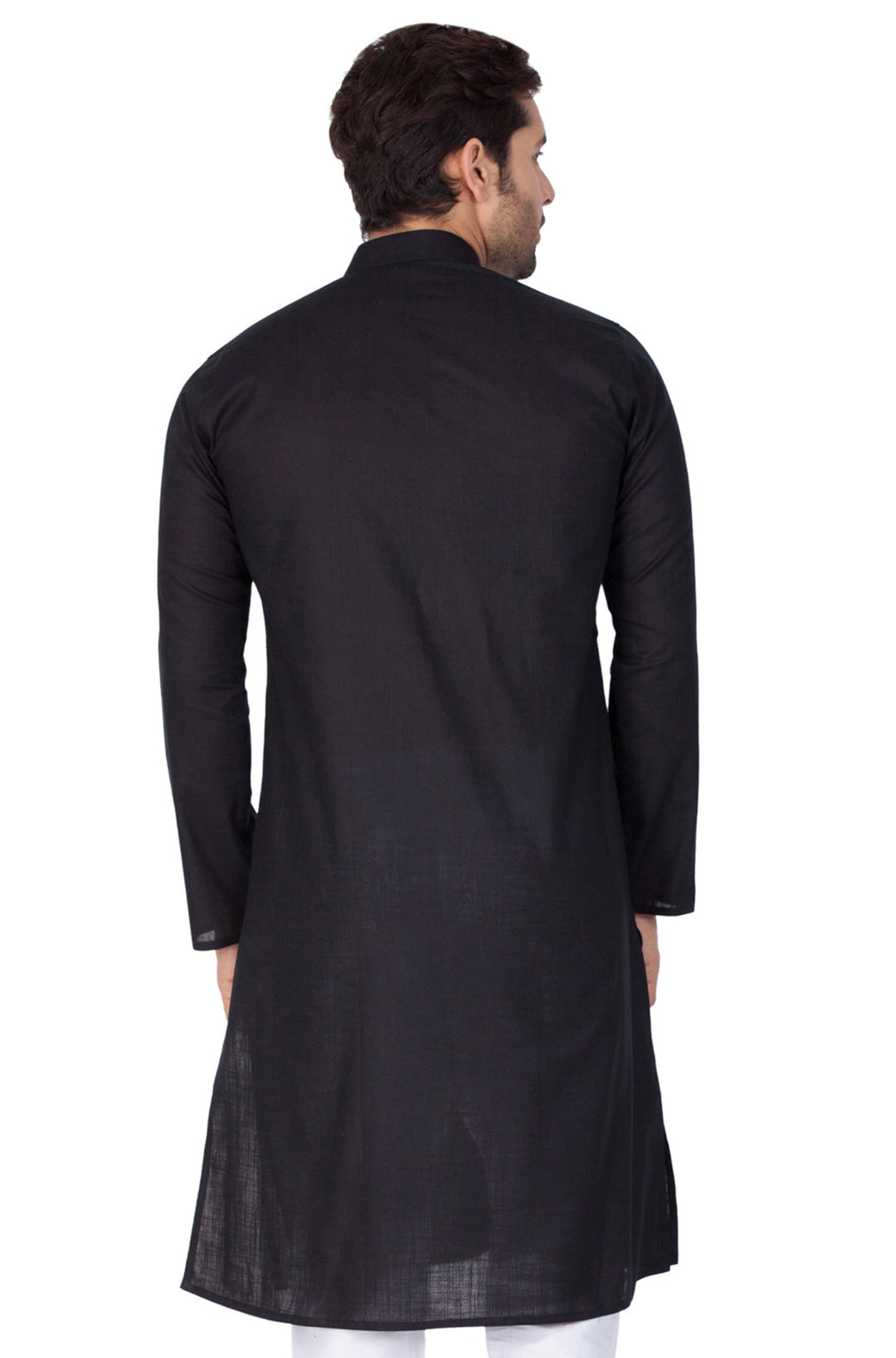 VASTRAMAY Men's Black Linen Kurta