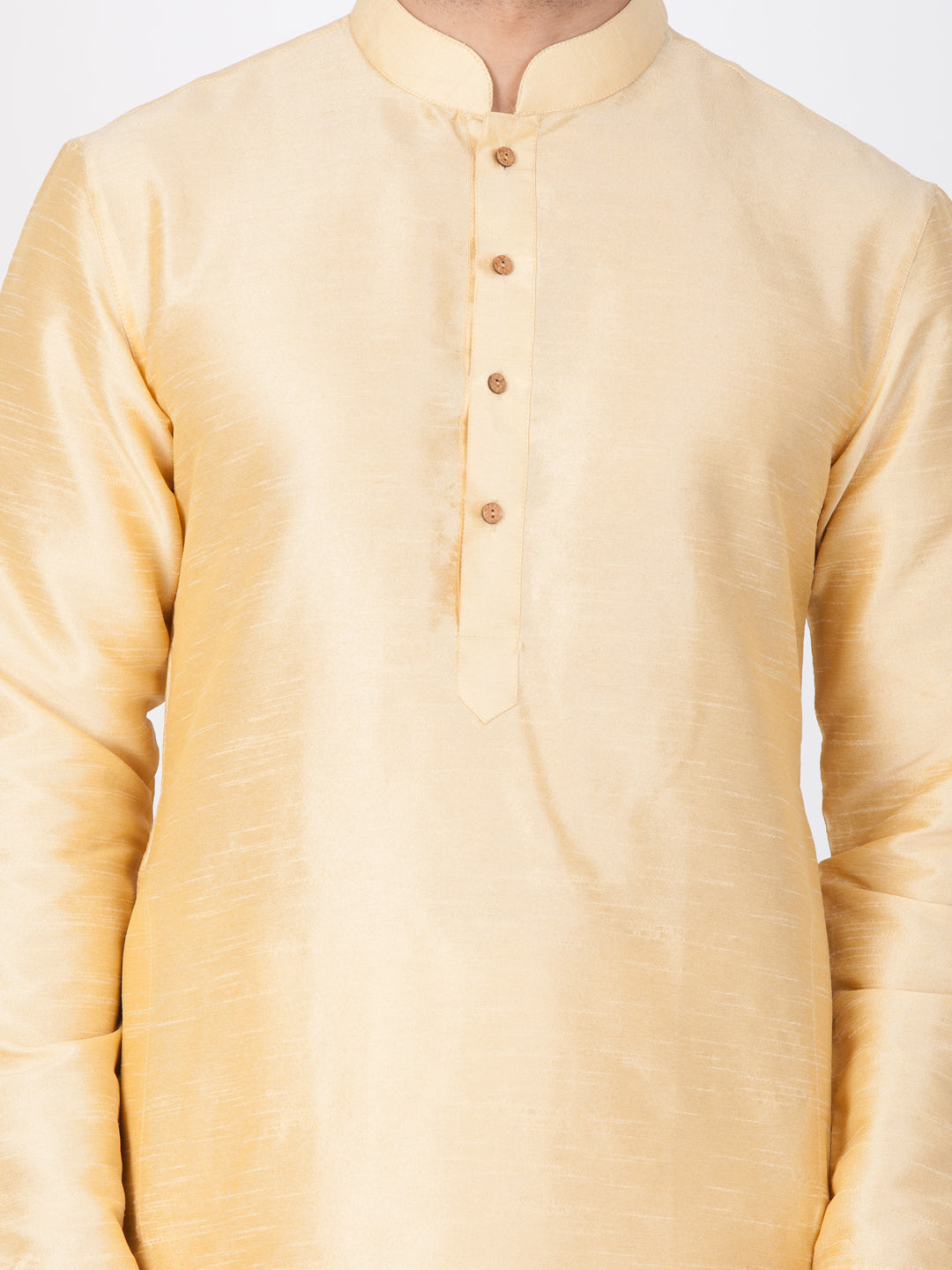 Vastramay Silk Blend Gold Baap Beta Kurta Pyjama And Dupatta Set