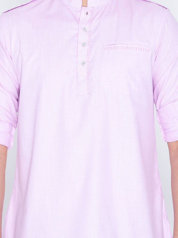 Men's Pink Cotton Short Kurta