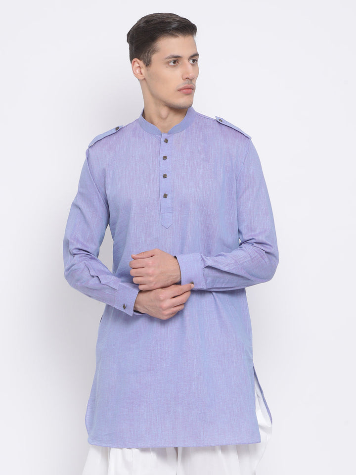 VASTRAMAY Men's Blue Cotton Blend Kurta