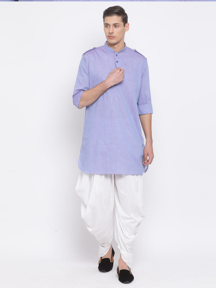 VASTRAMAY Men's Blue Cotton Blend Kurta