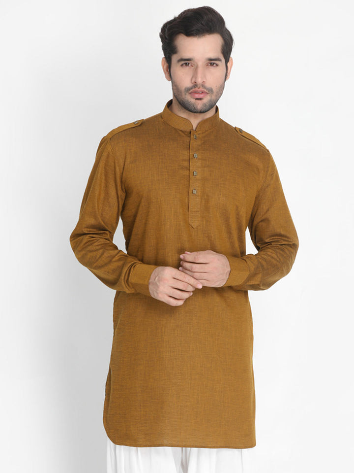 VASTRAMAY Men's Brown Cotton Kurta