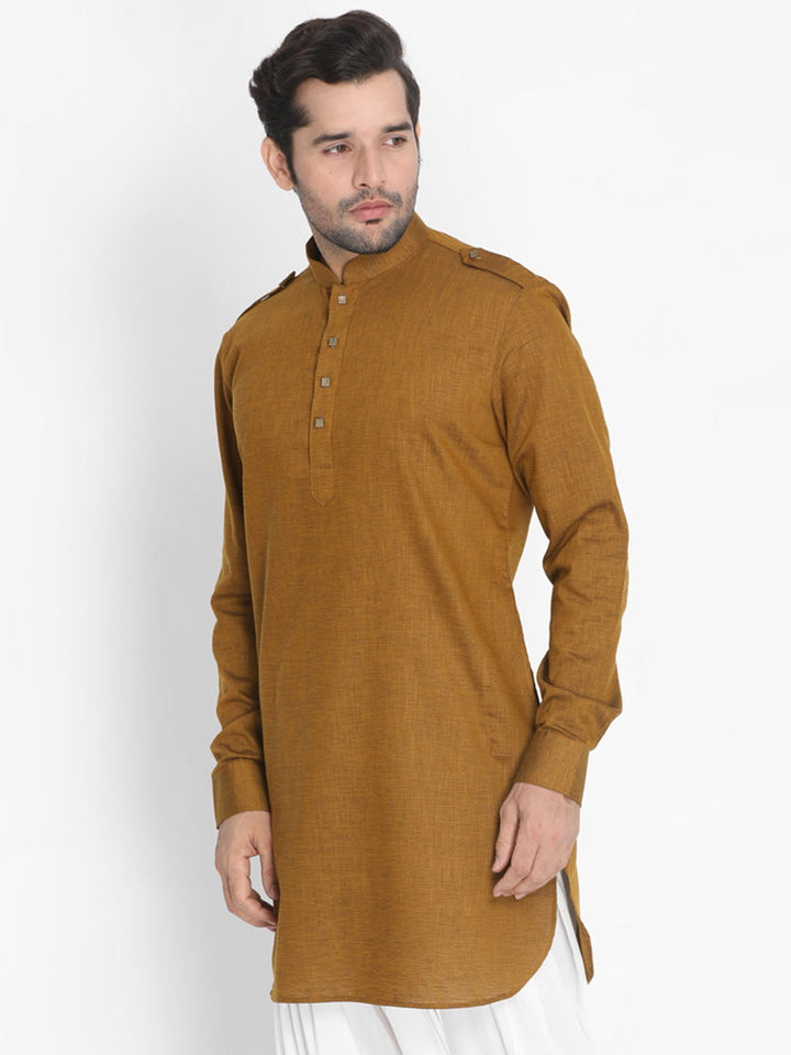 VASTRAMAY Men's Brown Cotton Kurta