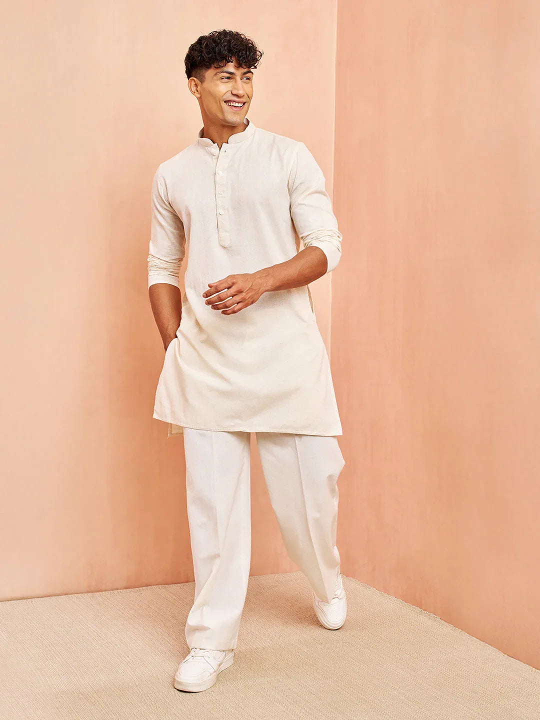Men's Cream Pure Cotton Kurta