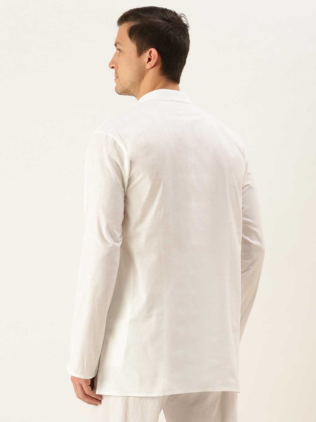 VASTRAMAY Men's White Cotton Kurta