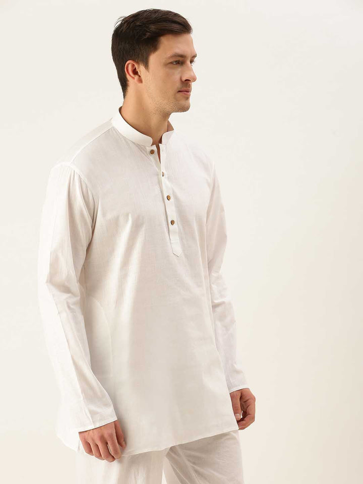 VASTRAMAY Men's White Cotton Kurta