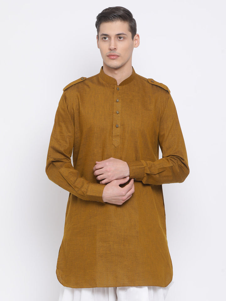 VM BY VASTRAMAY Men's Coffee Brown Cotton Blend Kurta