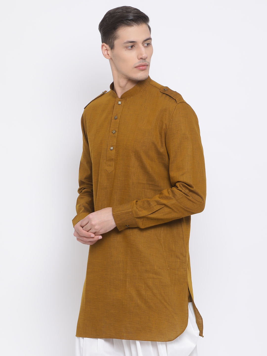 VM BY VASTRAMAY Men's Coffee Brown Cotton Blend Kurta