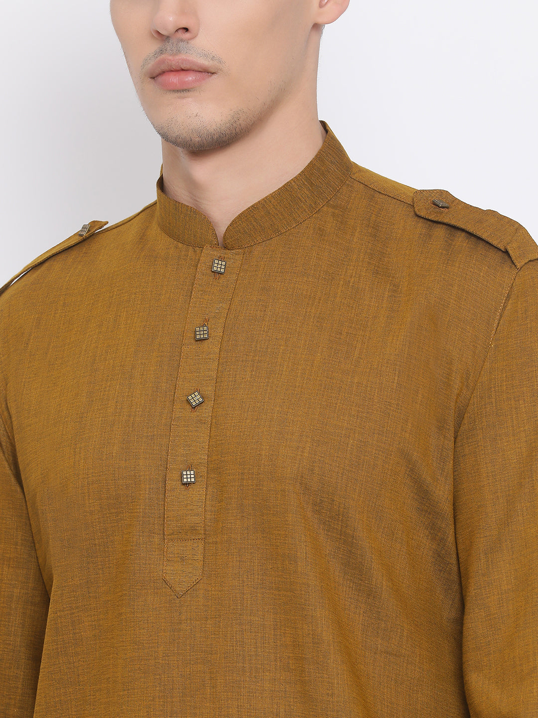 VM BY VASTRAMAY Men's Coffee Brown Cotton Blend Kurta