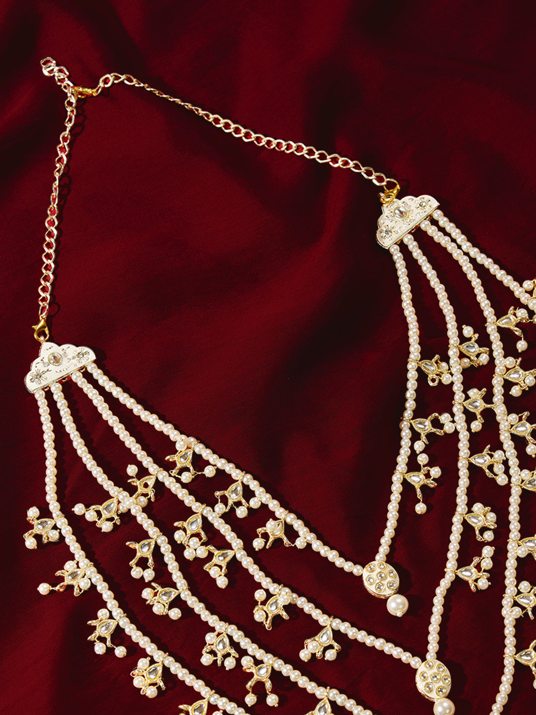 Traditional Men's Wedding Necklace - Cream Gold Layered Pearl Design