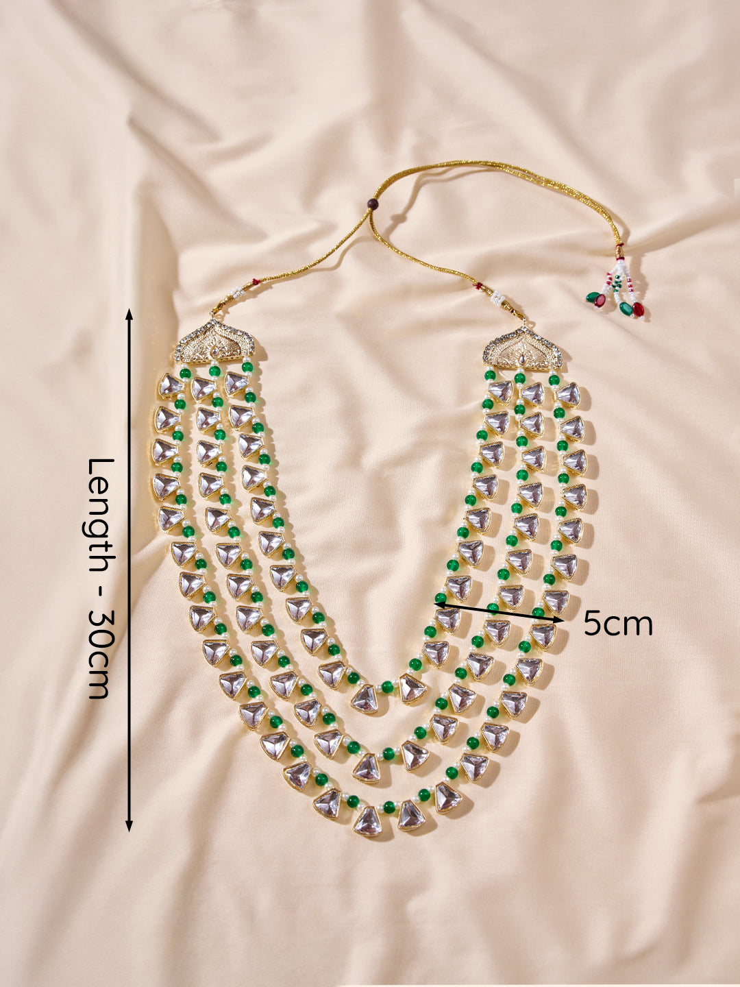 Vastramay Men's Wedding Necklace - Green Silver Layered Design