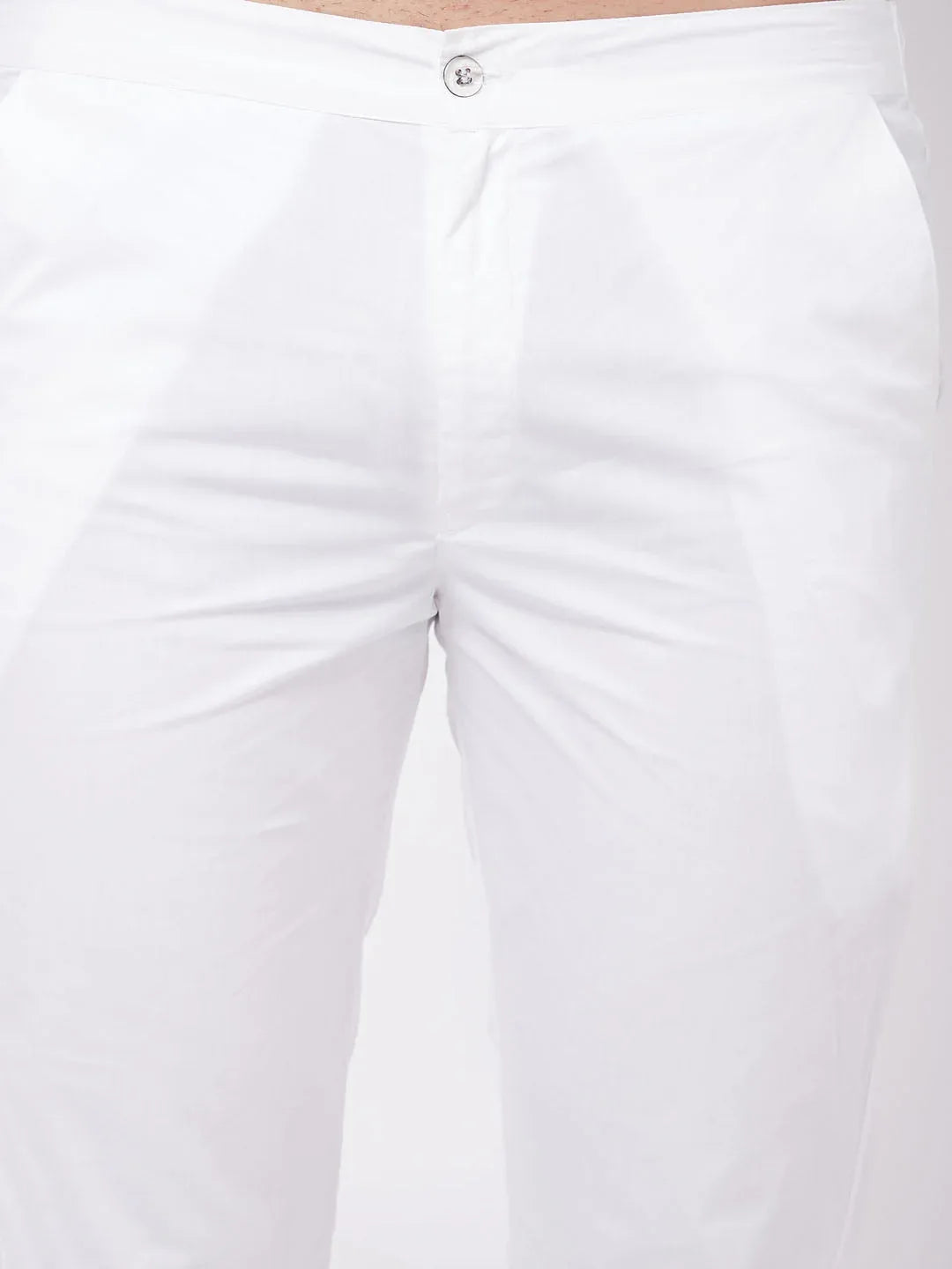 Men's Mehendi Green Solid Cotton Blend Kurta And White  Pyjama Set