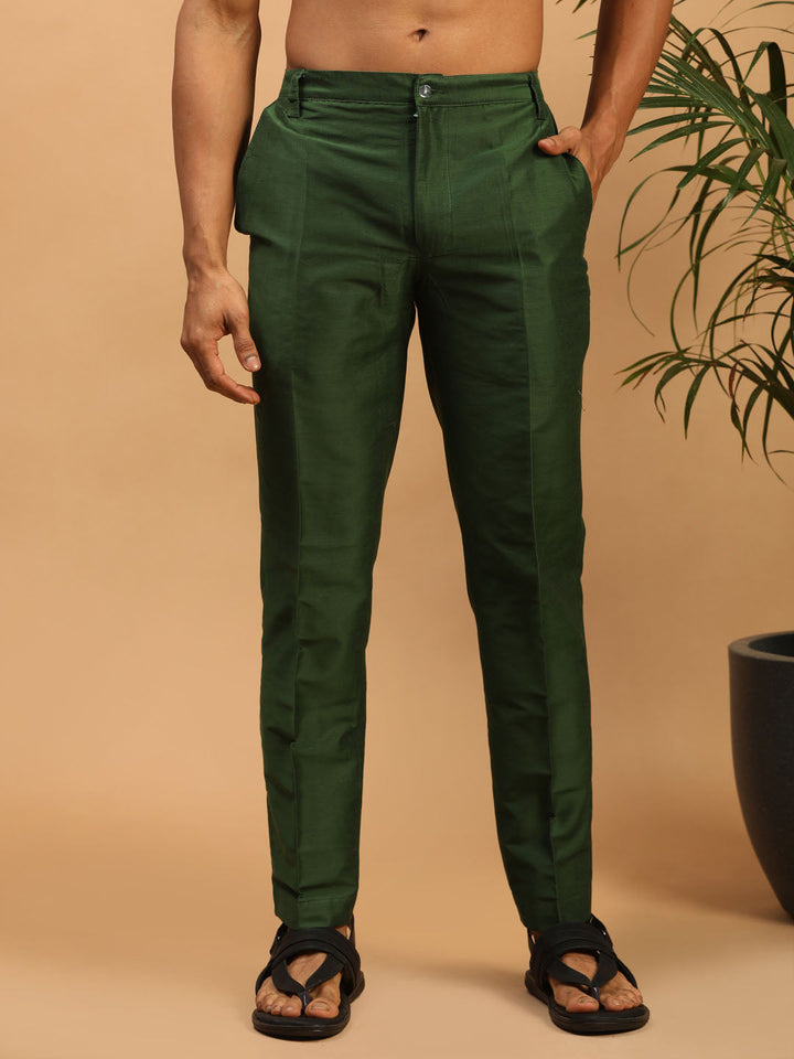 VASTRAMAY Men's Green Cotton Pant Style Pyjama