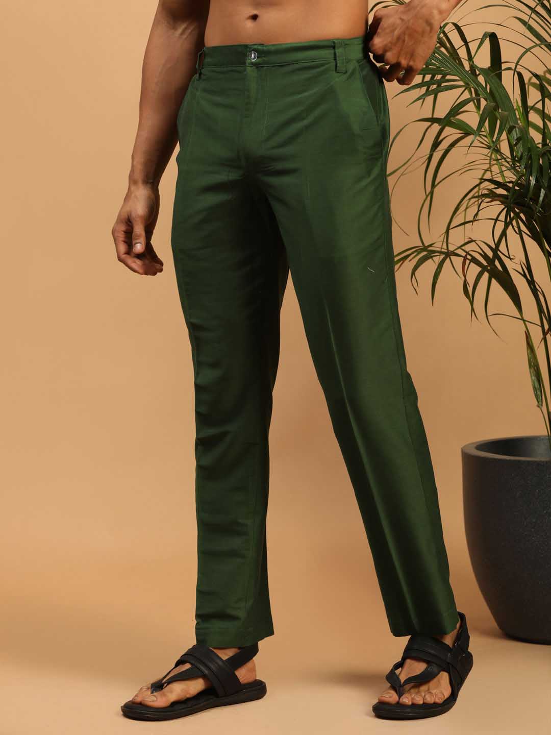 VASTRAMAY Men's Green Cotton Pant Style Pyjama