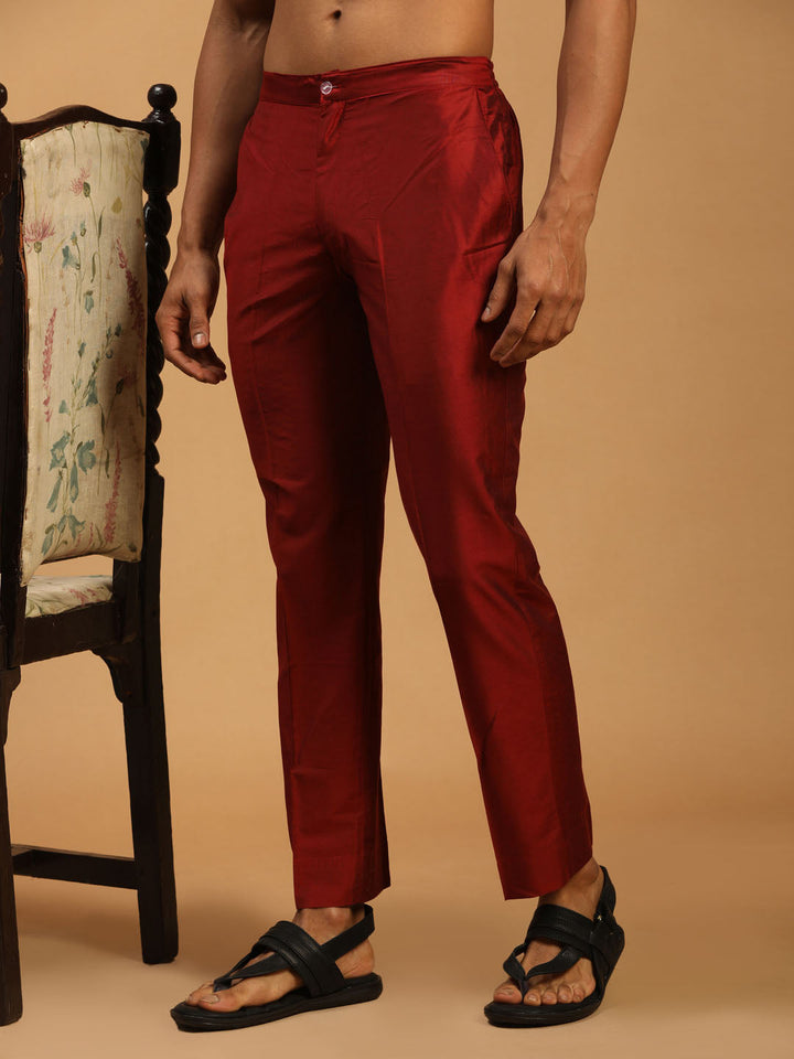 VASTRAMAY Men's Maroon Cotton Pant Style Pyjama