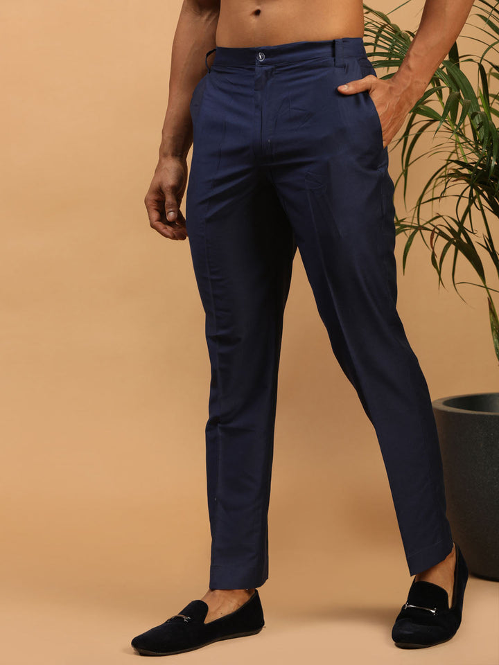 VASTRAMAY Men's Navy Blue Cotton Pant Style Pyjama