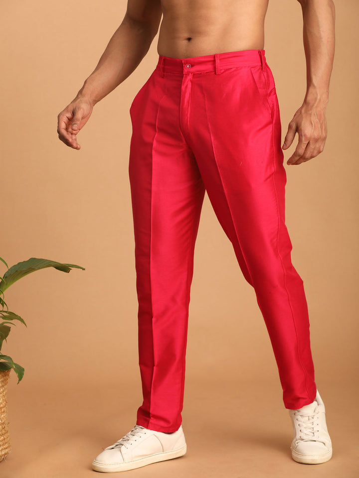 VASTRAMAY Men's Valentino Pink Viscose Pant Style Pyjama