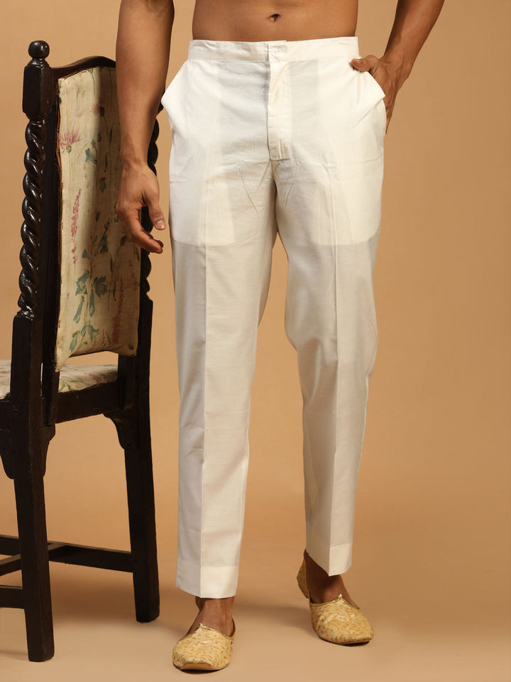 VASTRAMAY Men's White Viscose Pant Style Pyjama