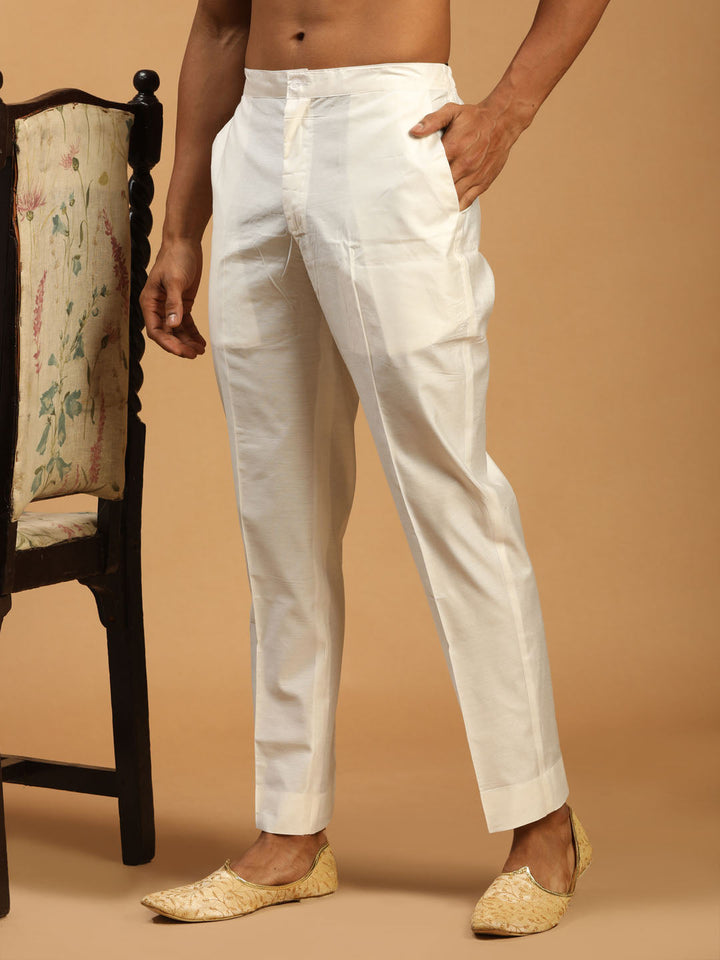 VASTRAMAY Men's White Viscose Pant Style Pyjama