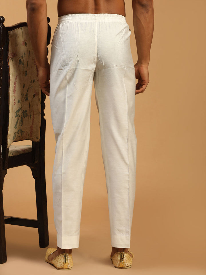 VASTRAMAY Men's White Viscose Pant Style Pyjama