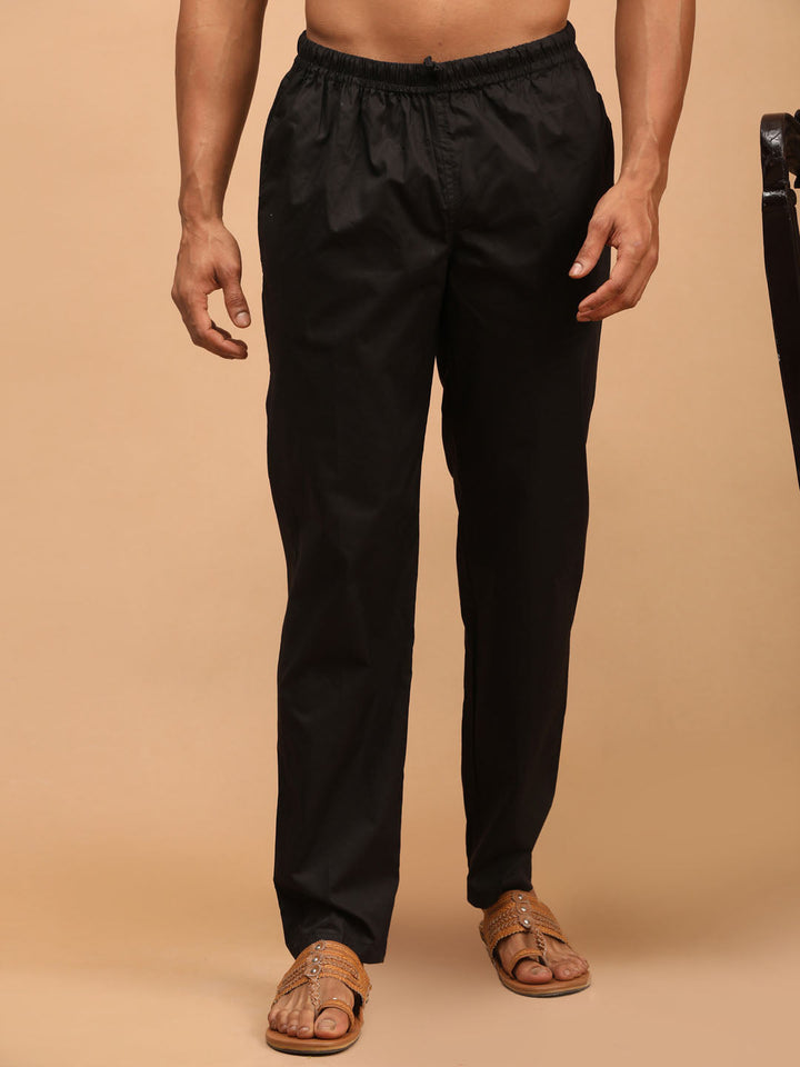 VASTRAMAY Men's Black Cotton Pant Style Pyjama