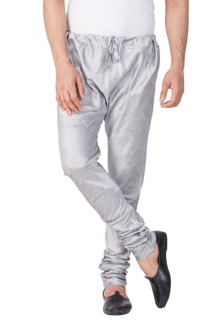 VASTRAMAY Men's Grey Cotton Silk Blend Pyjama