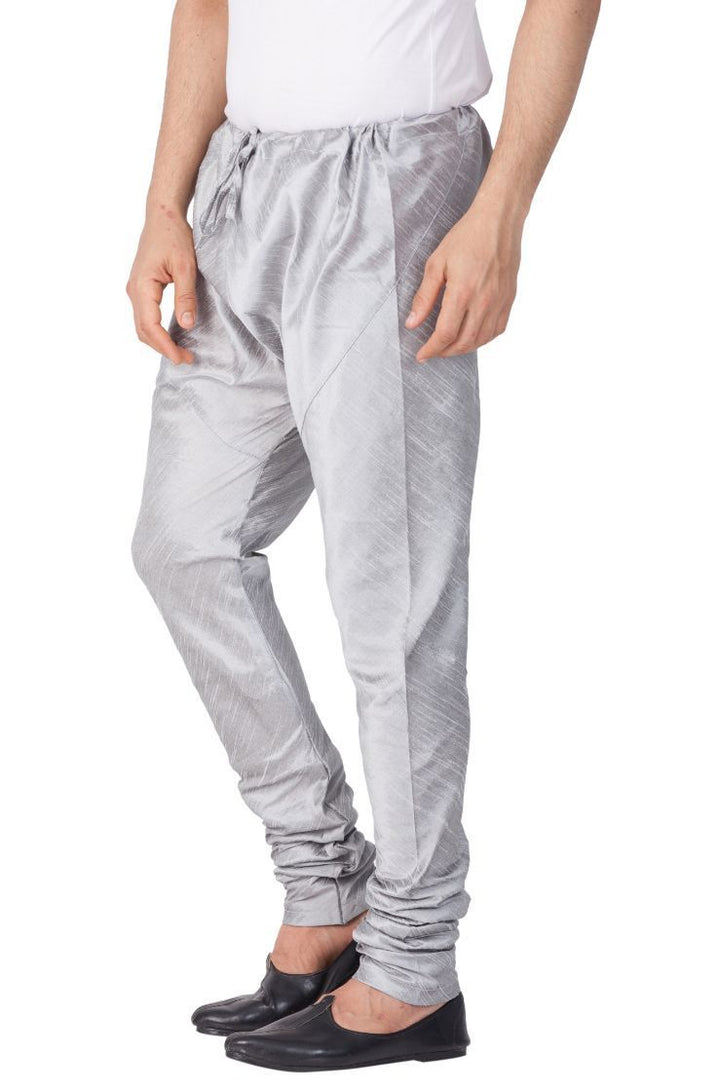 VASTRAMAY Men's Grey Cotton Silk Blend Pyjama