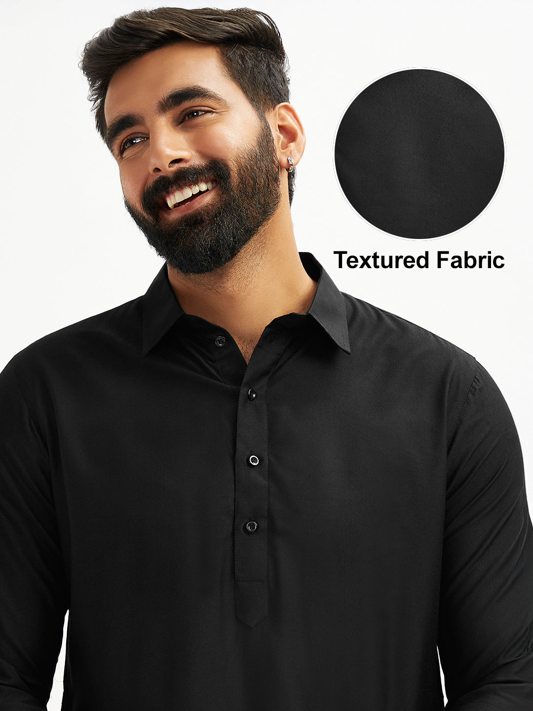 Men's Black And White Viscose Pathani