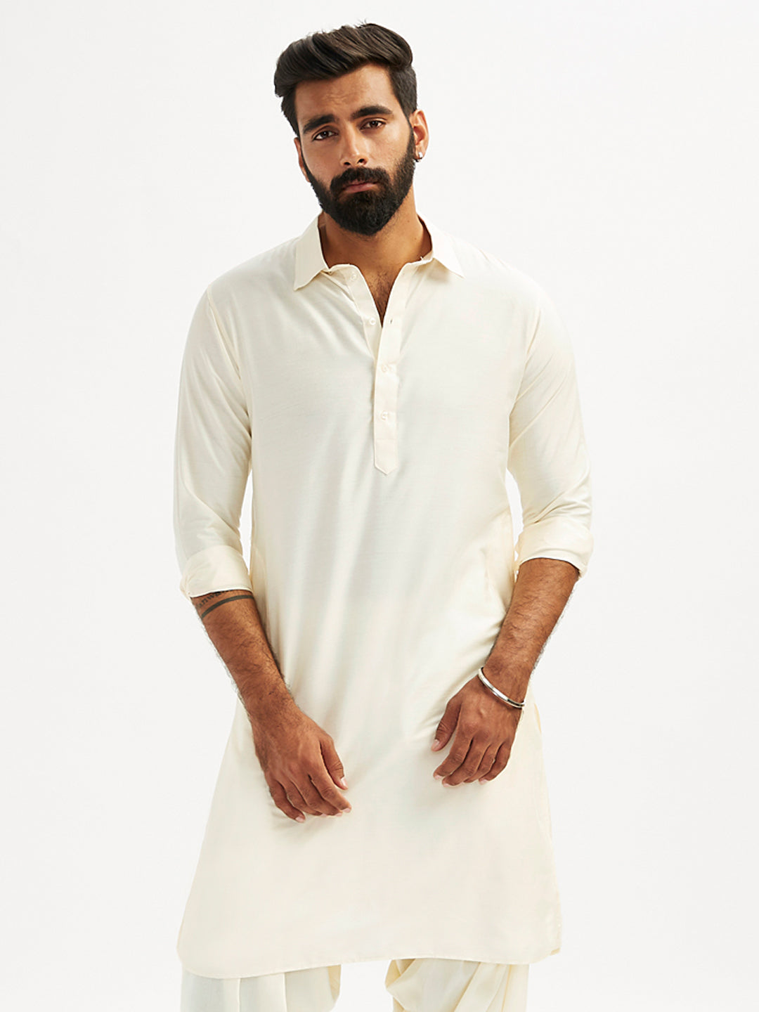 Men's Cream Viscose Pathani