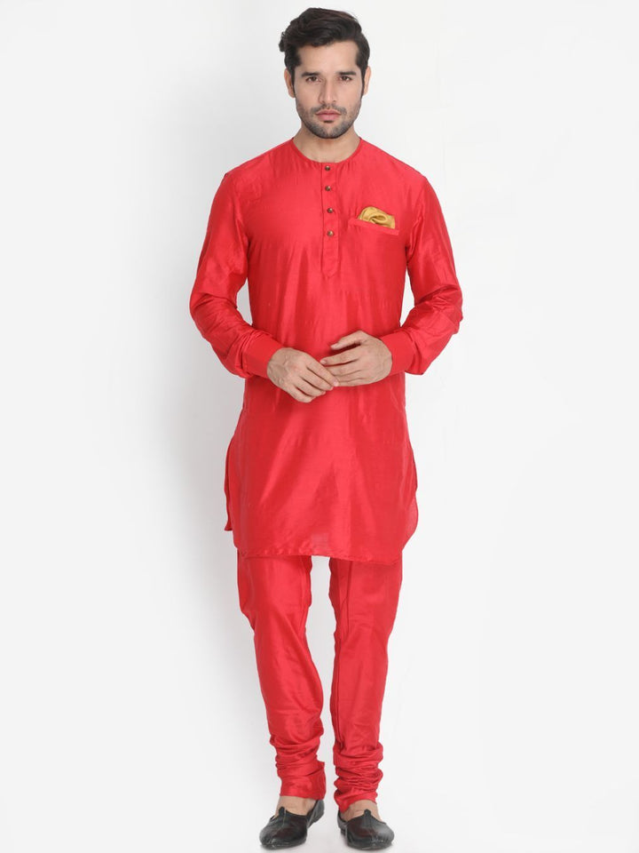 VASTRAMAY Men's Red Cotton Blend Pyjama