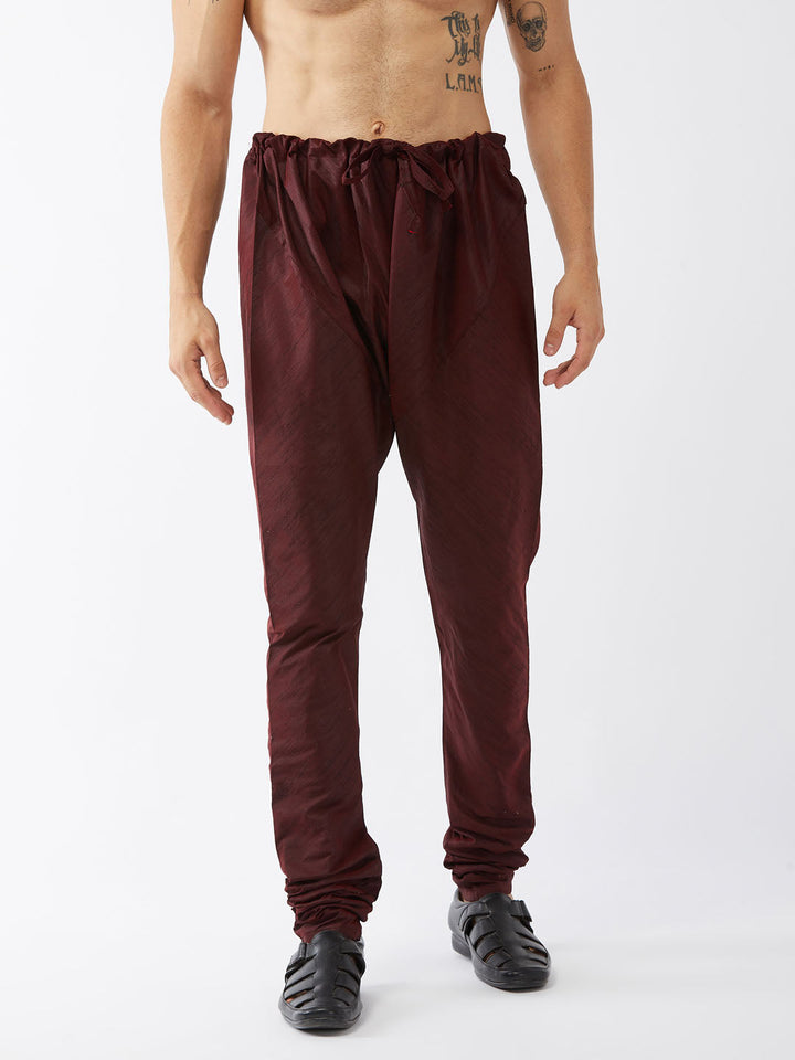 VM By VASTRAMAY Men's Wine Silk Blend Pyjama