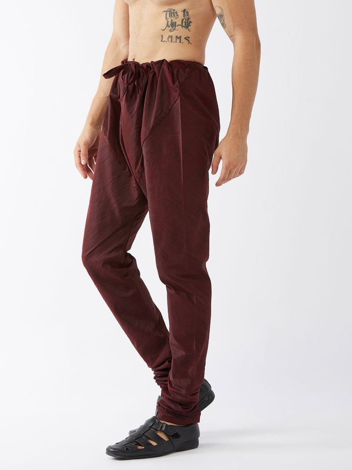 VM By VASTRAMAY Men's Wine Silk Blend Pyjama