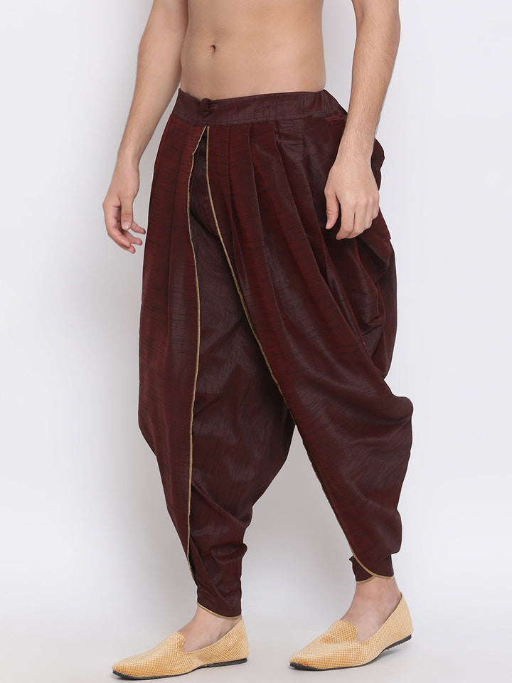 VASTRAMAY Men's Wine Silk Blend Dhoti Pant