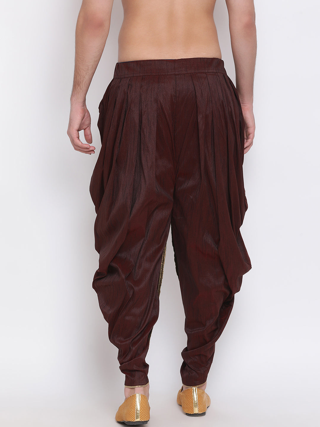 VASTRAMAY Men's Wine Silk Blend Dhoti Pant