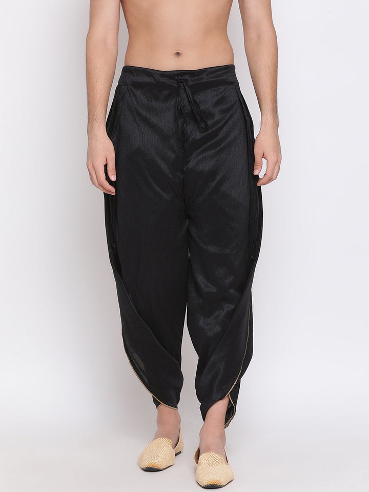 VASTRAMAY Men's Black Silk Blend Dhoti Pant