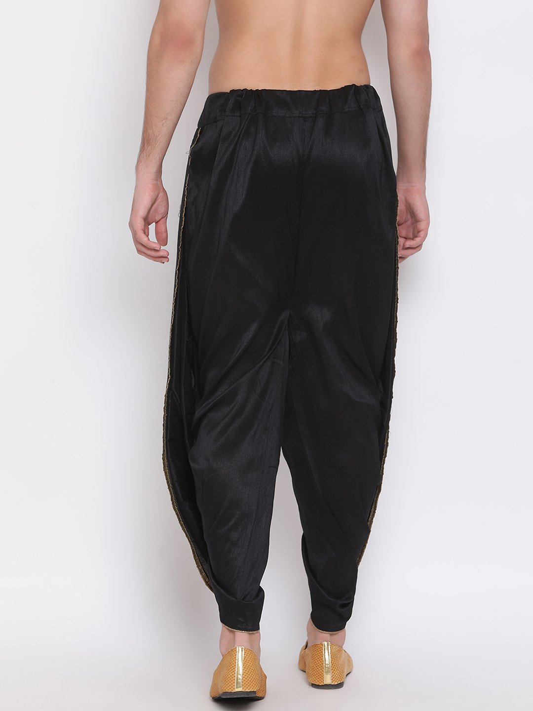 VASTRAMAY Men's Black Silk Blend Dhoti Pant