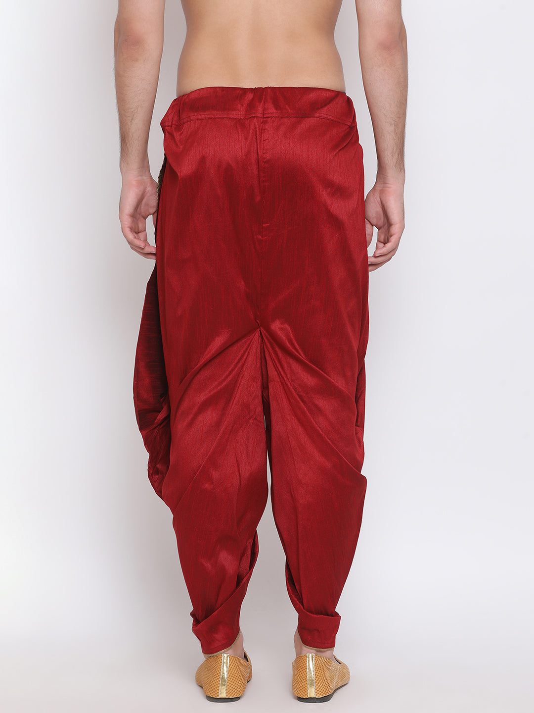 VASTRAMAY Men's Maroon Silk Blend Dhoti Pant