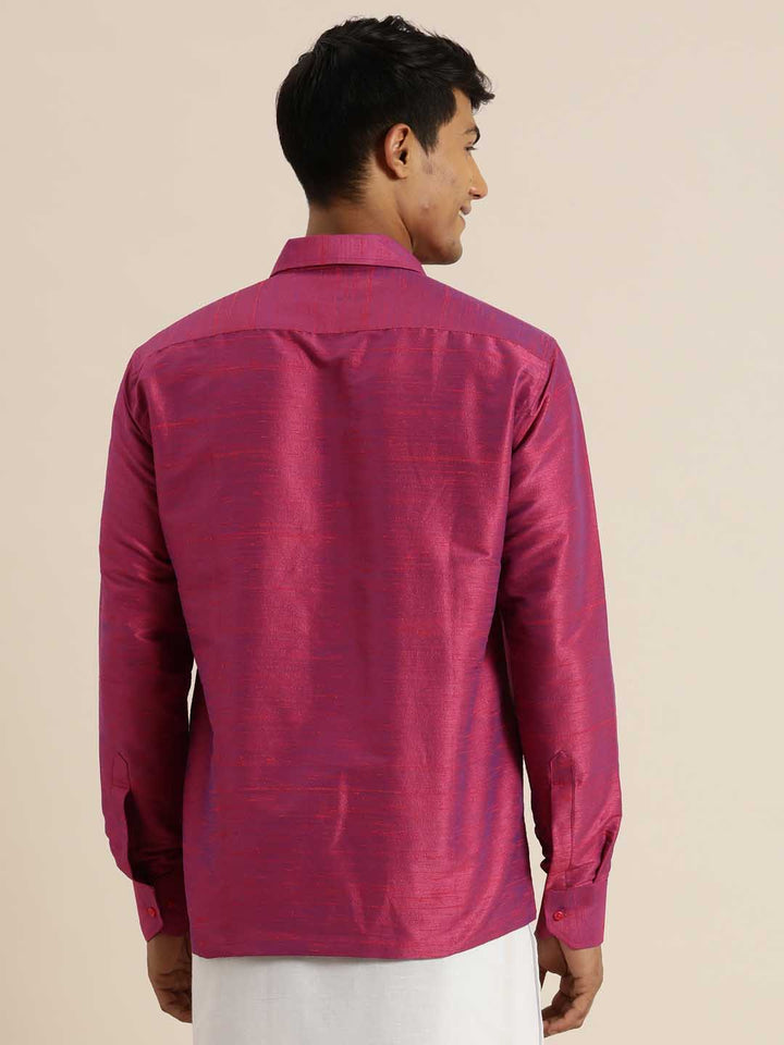 VASTRAMAY Men's Purple Silk Blend Shirt