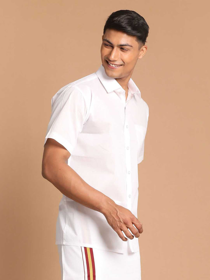 VASTRAMAY Men's White Cotton Shirt