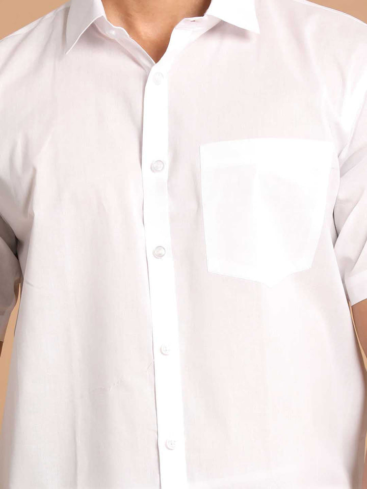 VASTRAMAY Men's White Cotton Shirt