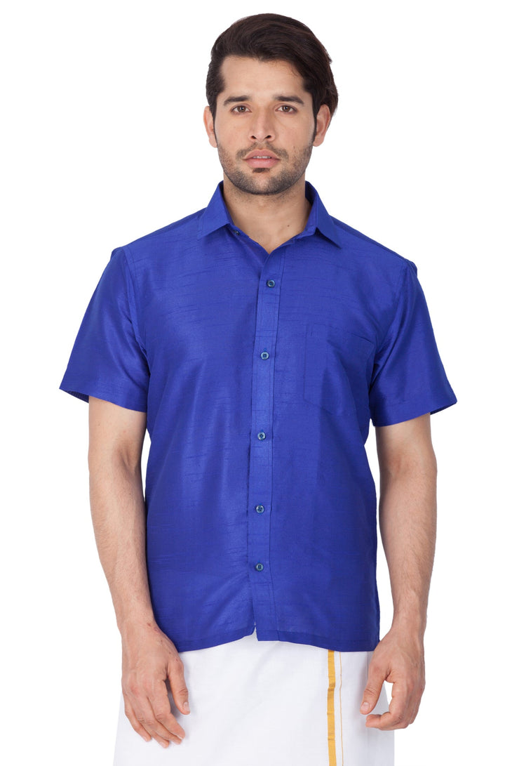 Vastramay Blue Silk Blend Baap Beta Shirt set