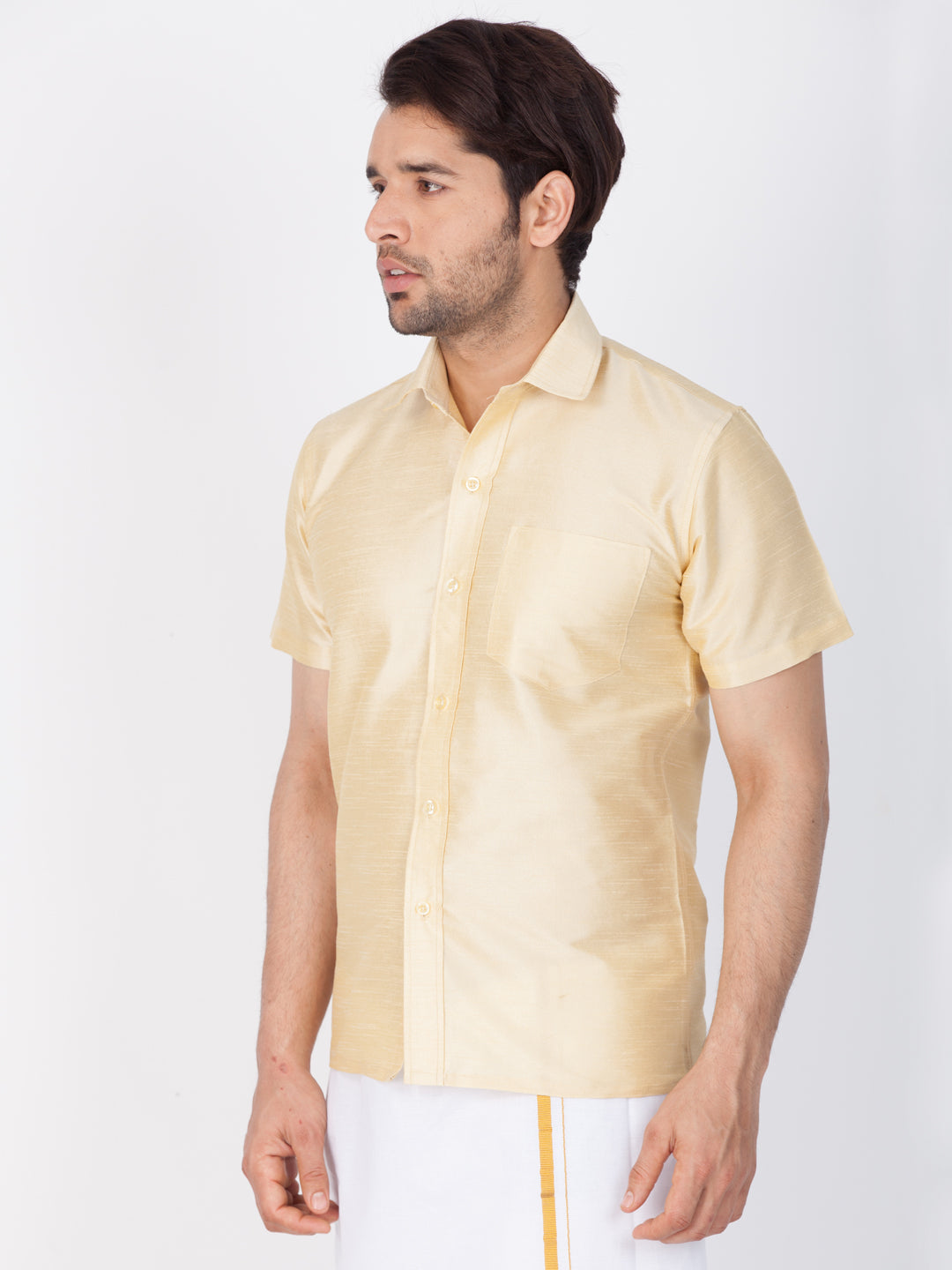 Vastramay Gold Silk Blend Baap Beta Shirt set