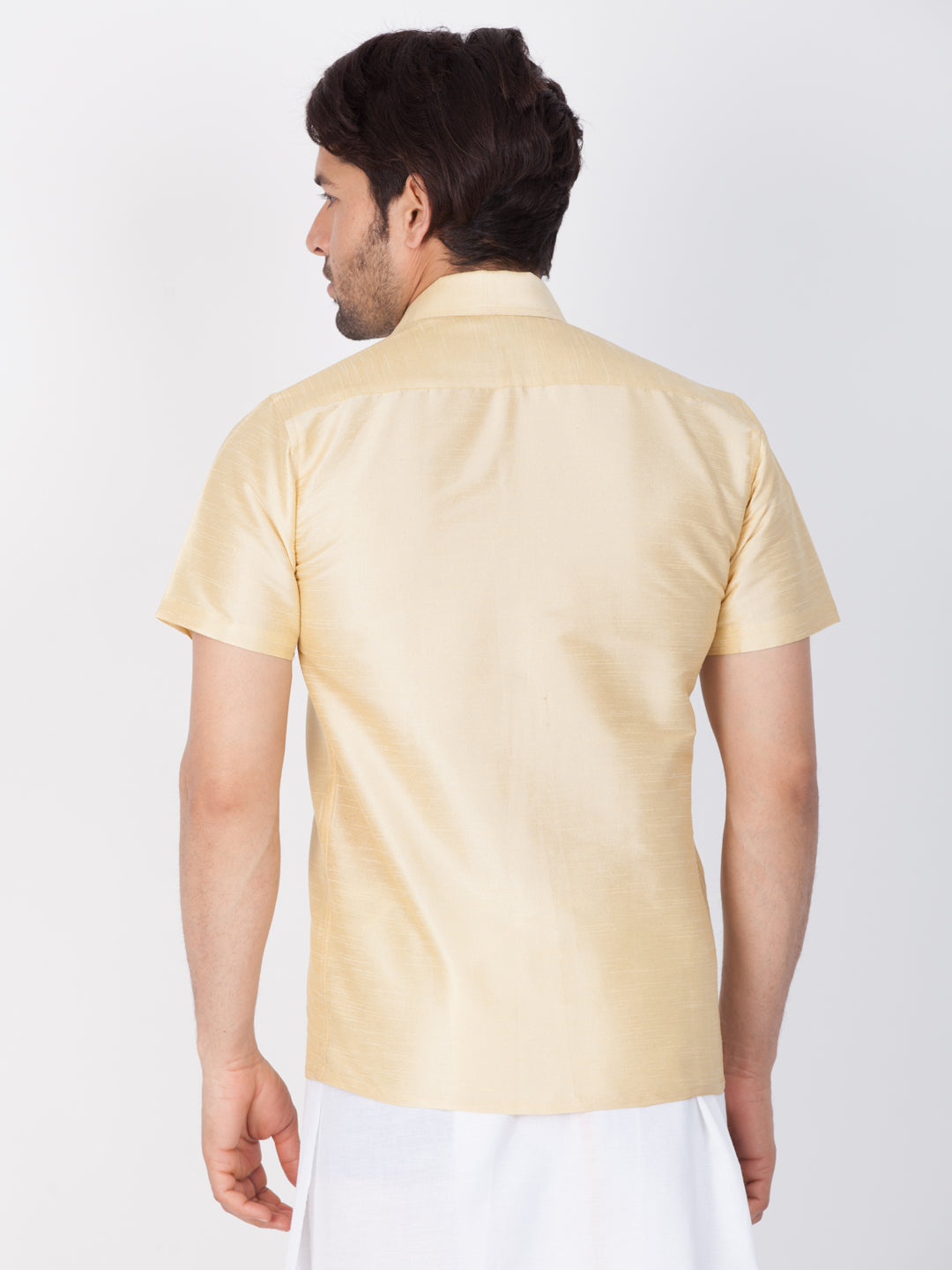 Vastramay Gold Silk Blend Baap Beta Shirt set