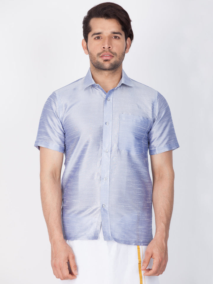 VM By VASTRAMAY Men's Lavender Silk Blend Ethnic Shirt