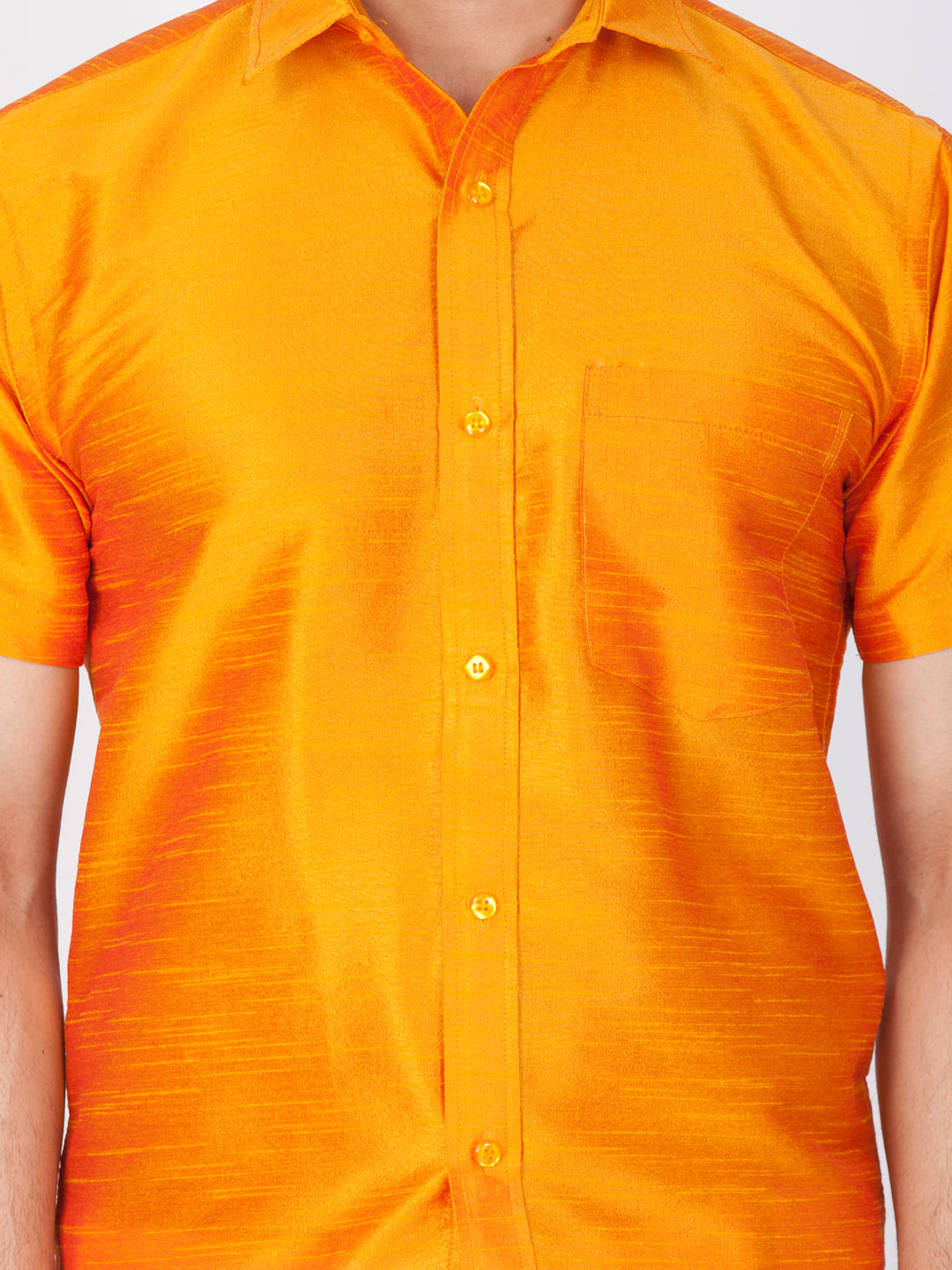 VM By VASTRAMAY Men's Orange Silk Blend Ethnic Shirt