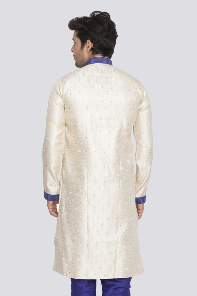 VASTRAMAY Men's Gold Silk Blend Sherwani Only Top