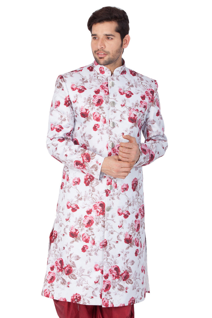 VASTRAMAY Men's Multicolor Cotton Blend Sherwani Only Top