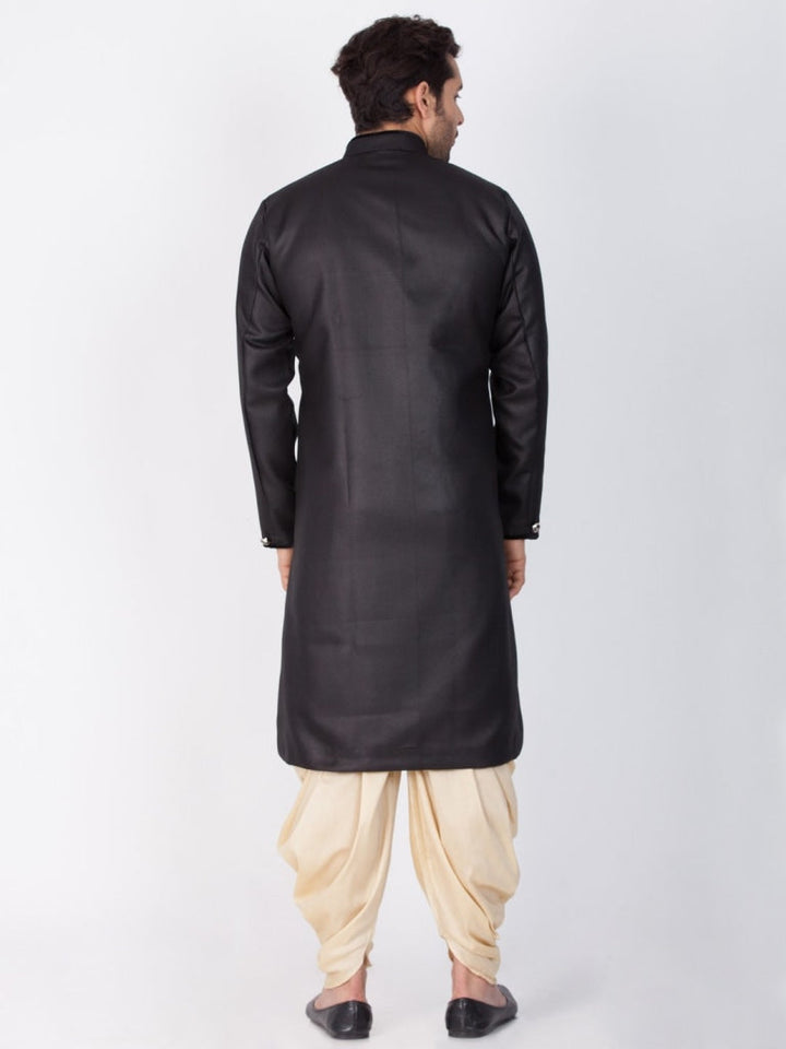 Vastramay Cotton Blend Black Baap Beta Sherwani Set