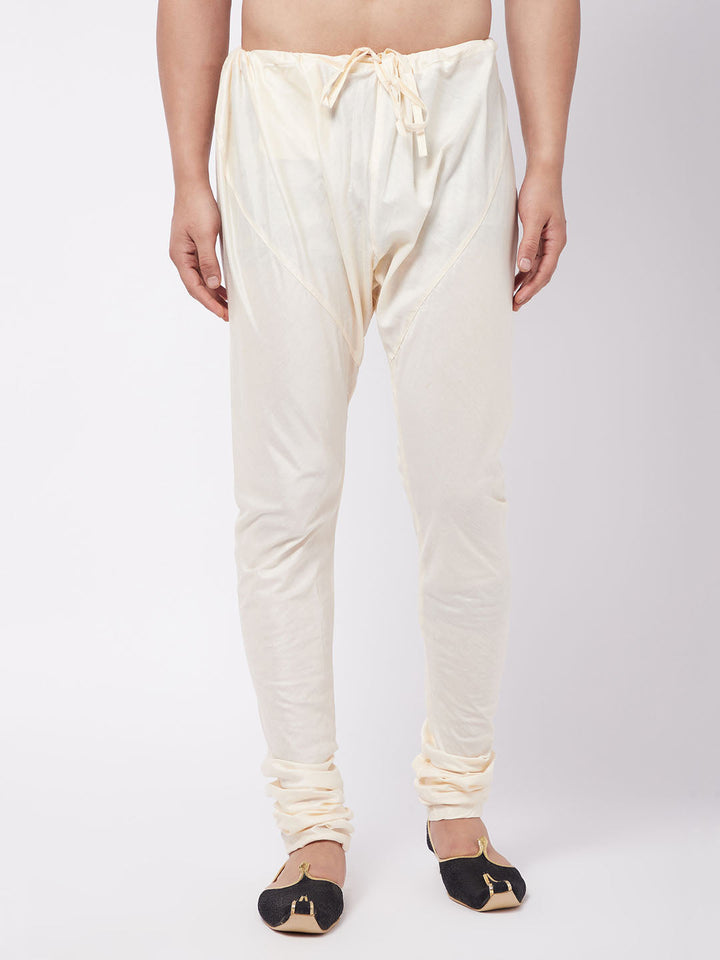 VASTRAMAY Men's Cream Viscose Pyjama