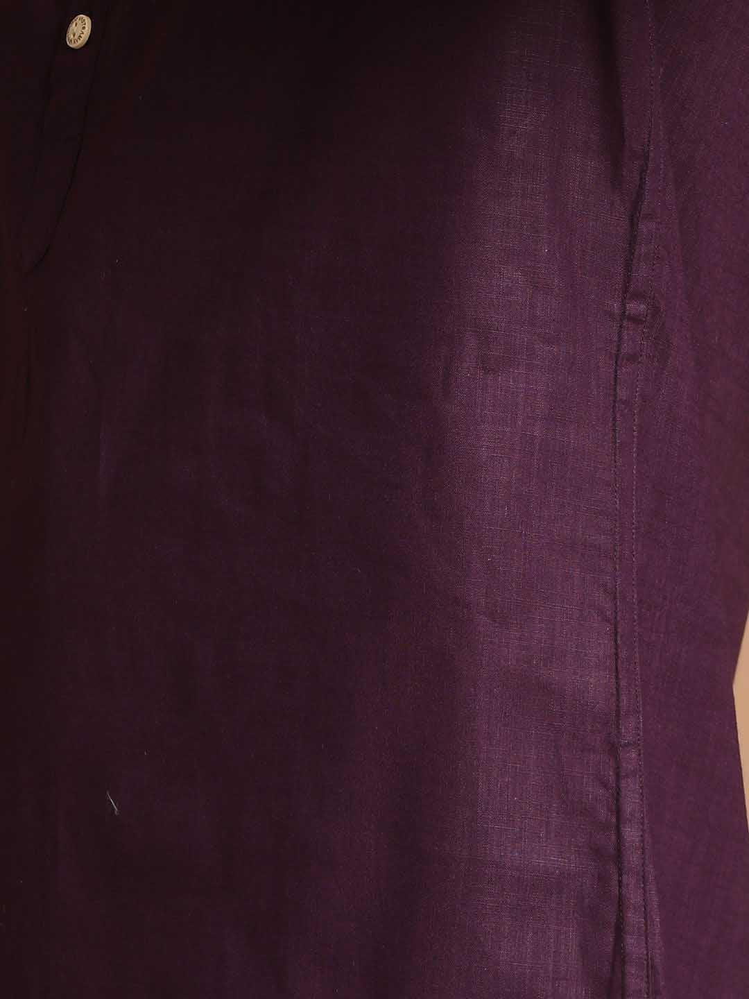 Men's Purple Short Cotton Kurta